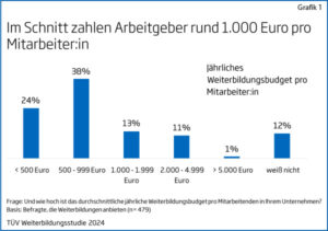 Grafik 1: Im Schnitt zahlen Arbeitgeber rund 1000 Euro pro Mitarbeiter/in